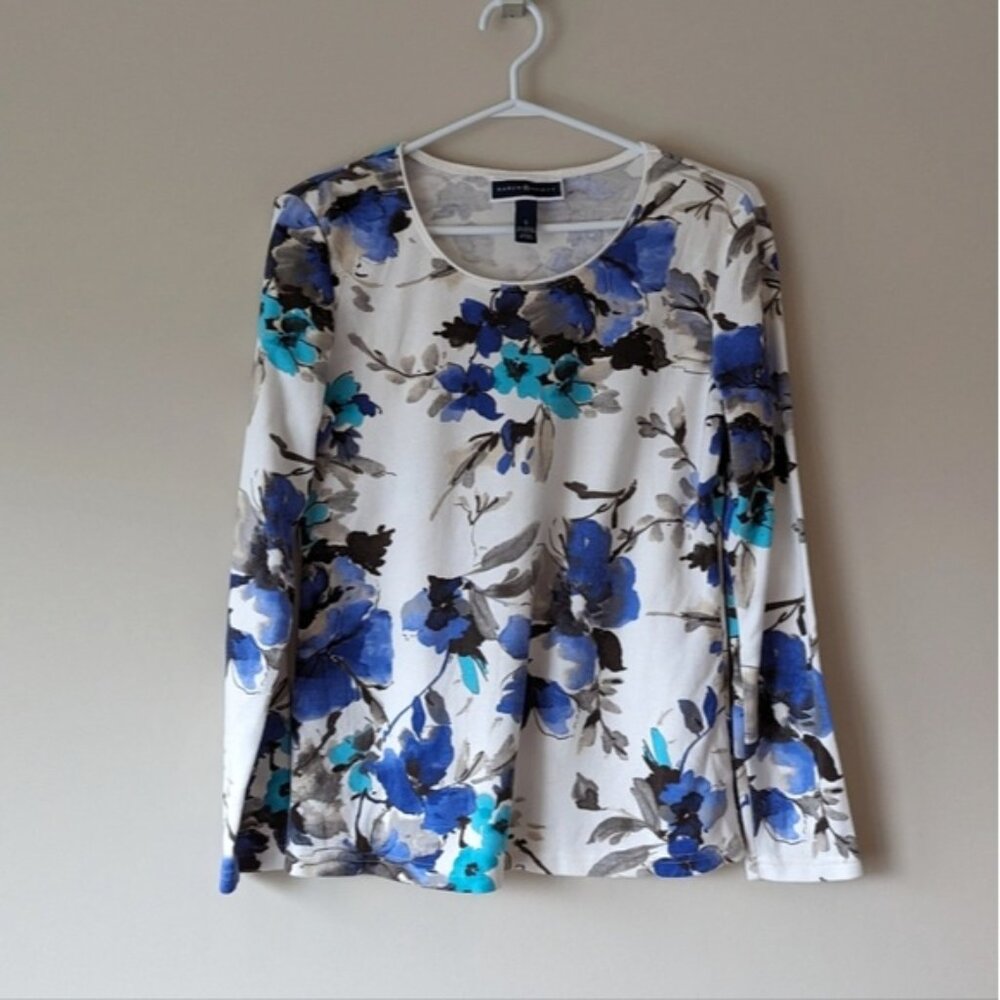 Karen Scott long sleeve floral tee shirt